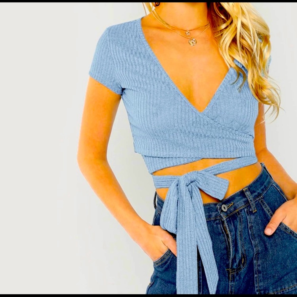 Wrap Tied Top - Light Blue